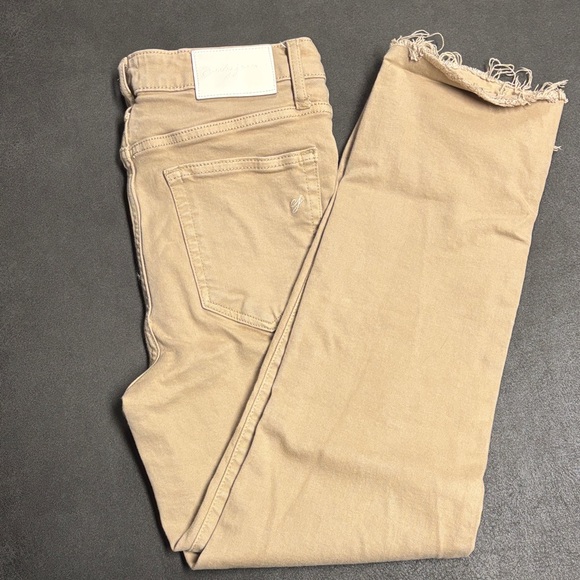 Tan Frayed Hem Jeans - Picture 1 of 7